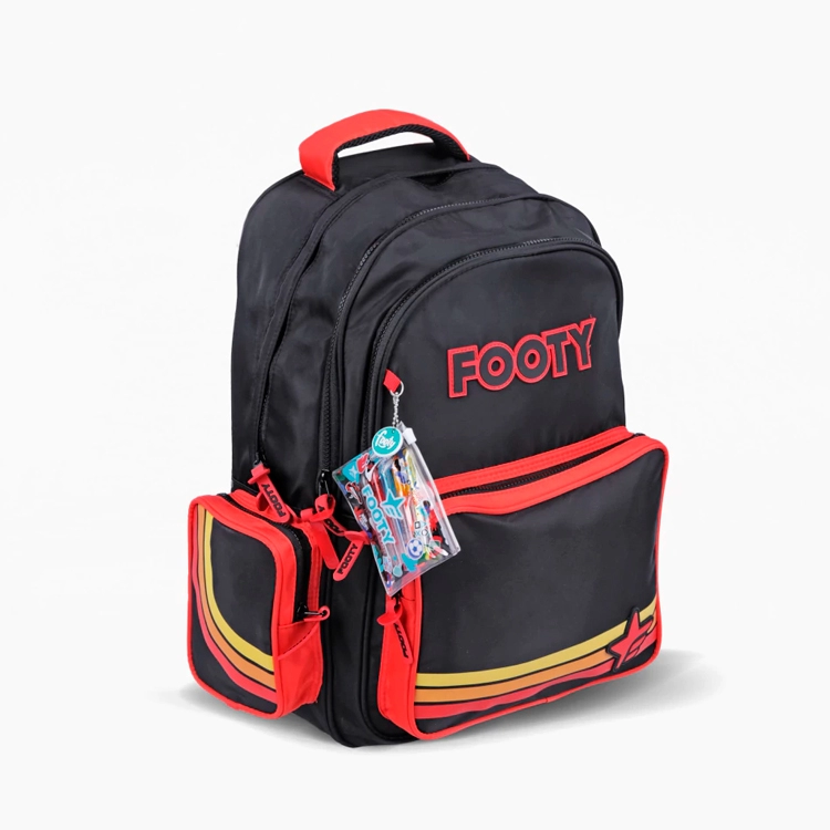 Mochila Escolar Footy 2026 Color Line Negra 18" Art.F26433